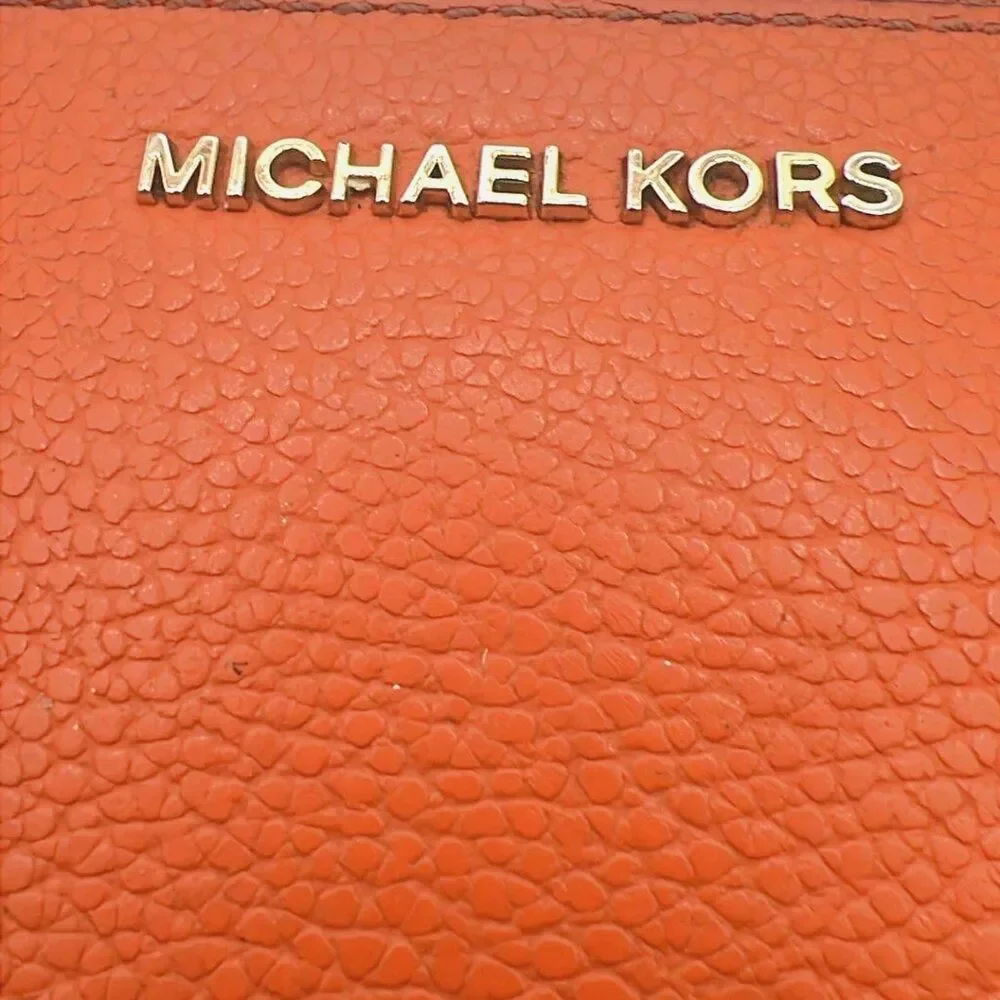 Michael Kors Adele Double-Zip Gold-Tone Wristlet in Deep Orange